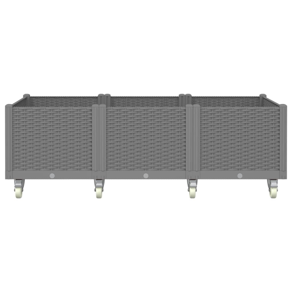 Fioriera da Giardino con Ruote Grigio Chiaro 150x80x54 cm in PP 367983