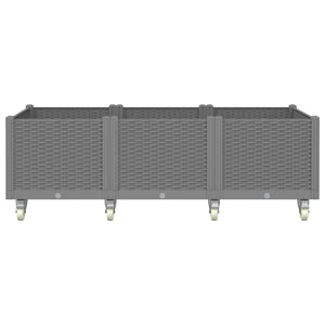 Fioriera da Giardino con Ruote Grigio Chiaro 150x80x54 cm in PP 367983