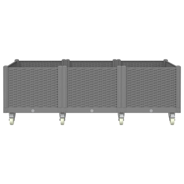 Fioriera da Giardino con Ruote Grigio Chiaro 150x80x54 cm in PP 367983