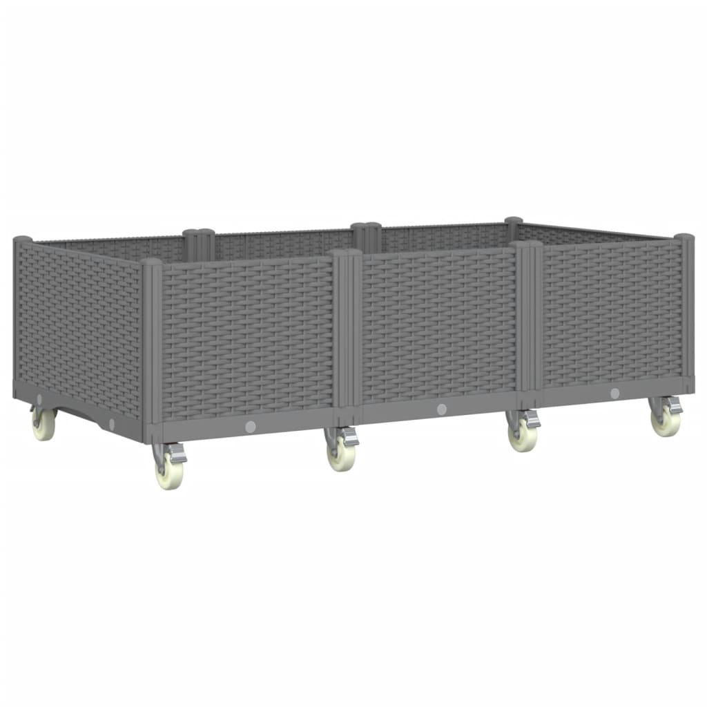 Fioriera da Giardino con Ruote Grigio Chiaro 150x80x54 cm in PP 367983