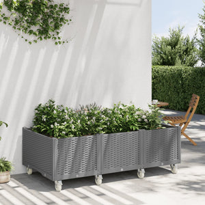 Fioriera da Giardino con Ruote Grigio Chiaro 150x80x54 cm in PP 367983