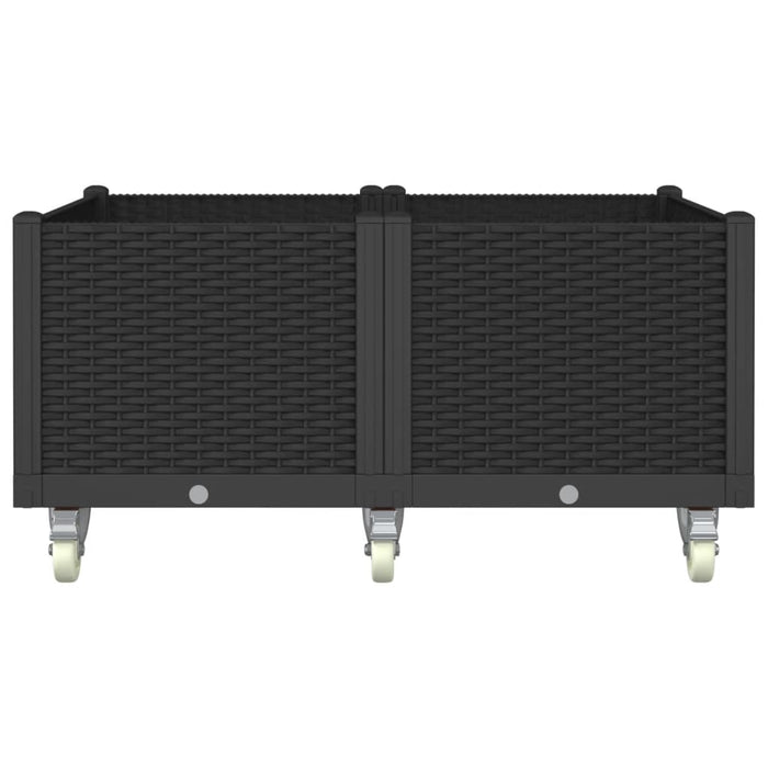 Fioriera da Giardino con Ruote Nera 100x80x54 cm in PP 367987