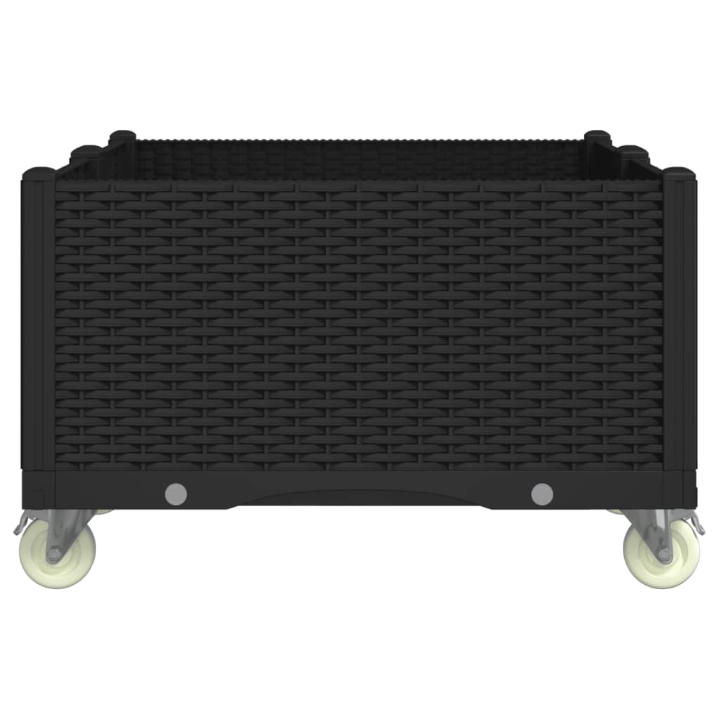 Fioriera da Giardino con Ruote Nera 100x80x54 cm in PP 367987