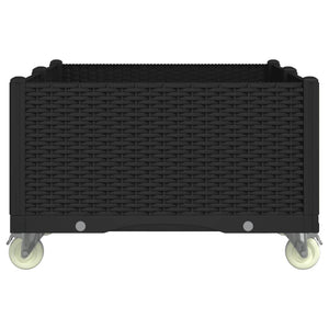 Fioriera da Giardino con Ruote Nera 100x80x54 cm in PP 367987