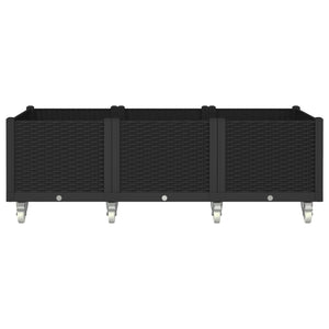 Fioriera da Giardino con Ruote Nera 150x80x54 cm in PP 367988