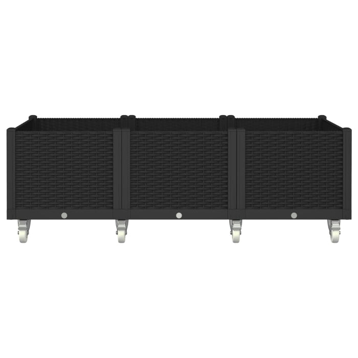 Fioriera da Giardino con Ruote Nera 150x80x54 cm in PP 367988