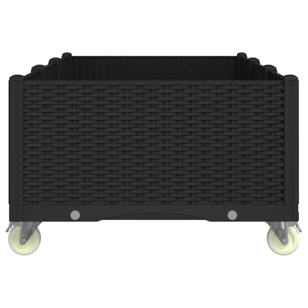 Fioriera da Giardino con Ruote Nera 150x80x54 cm in PP 367988