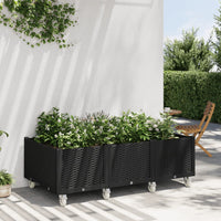 Fioriera da Giardino con Ruote Nera 150x80x54 cm in PP 367988