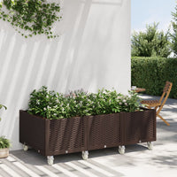 Fioriera da Giardino con Ruote Marrone 150x80x54 cm in PP 367998