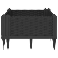 Vassoio per fioriera aiuola rialzata piante fiori terrazza giardino con paletti 42,5 x 42,5 x 28,5 cm PP nero 02_0038200