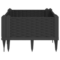 Vassoio per fioriera aiuola rialzata piante fiori terrazza giardino con paletti 42,5 x 42,5 x 28,5 cm PP nero 02_0038200