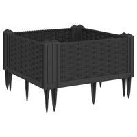Vassoio per fioriera aiuola rialzata piante fiori terrazza giardino con paletti 42,5 x 42,5 x 28,5 cm PP nero 02_0038200