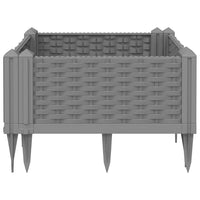 Vassoio per fioriera aiuola rialzata piante fiori terrazza giardino con paletti trasparenti 42,5 x 42,5 x 28,5 cm PP grigio 02_0038209