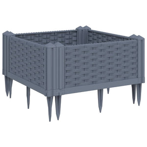 Vassoio per fioriera aiuola rialzata piante fiori terrazza giardino con paletti 42,5 x 42,5 x 28,5 cm PP grigio 02_0038198