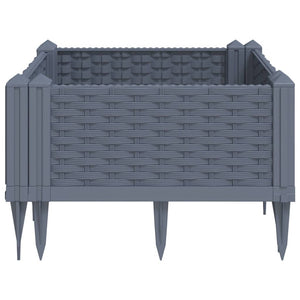 Vassoio per fioriera aiuola rialzata piante fiori terrazza giardino con paletti 42,5 x 42,5 x 28,5 cm PP grigio 02_0038198