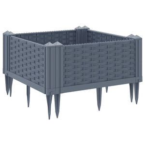 Vassoio per fioriera aiuola rialzata piante fiori terrazza giardino con paletti 42,5 x 42,5 x 28,5 cm PP grigio 02_0038198