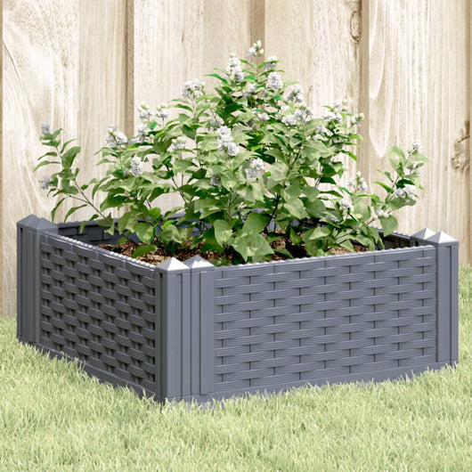 Fioriera Giardino con Picchetti Grigio Blu 42,5x42,5x28,5 cm PP 368004