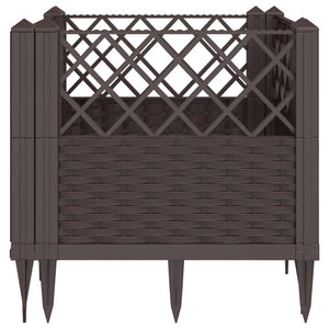 Vassoio per fioriera aiuola rialzata piante fiori terrazza giardino con paletti 43,5 x 43,5 x 43,5 cm PP marrone 02_0038203