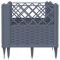 Vassoio per fioriera aiuola rialzata piante fiori terrazza giardino con paletti 43,5 x 43,5 x 43,5 cm PP grigio 02_0038202