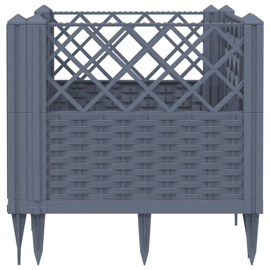 Vassoio per fioriera aiuola rialzata piante fiori terrazza giardino con paletti 43,5 x 43,5 x 43,5 cm PP grigio 02_0038202