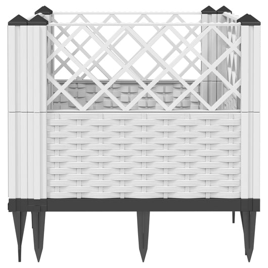 Vassoio per fioriera aiuola rialzata piante fiori terrazza giardino con paletti 43,5 x 43,5 x 43,5 cm PP bianco 02_0038201