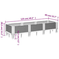 Fioriera Giardino con Picchetti Grigio Blu 125x40x28,5 cm PP 368014