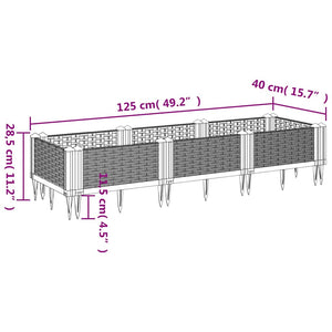 Fioriera Giardino con Picchetti Grigio Blu 125x40x28,5 cm PP 368014