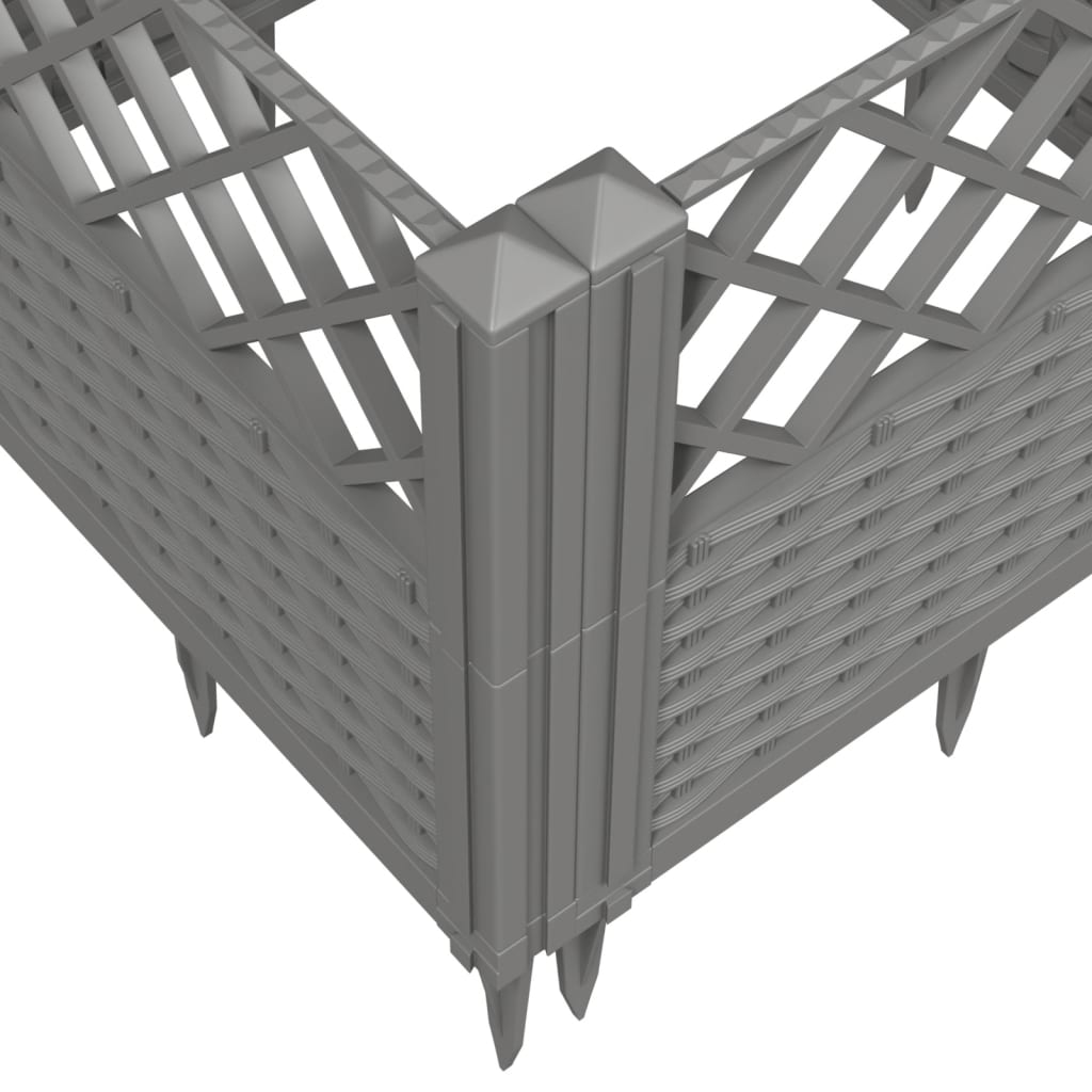 Vassoio per fioriera aiuola rialzata piante fiori terrazza giardino con paletti trasparenti 123,5 x 43,5 x 43,5 cm PP grigio 02_0038205