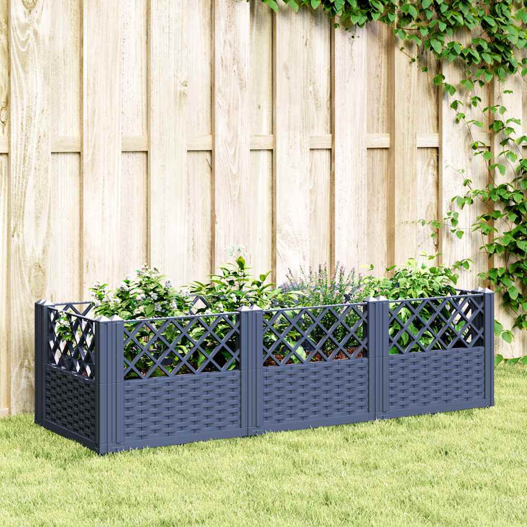Fioriera Giardino Picchetti Grigio Blu 123,5x43,5x43,5 cm PP