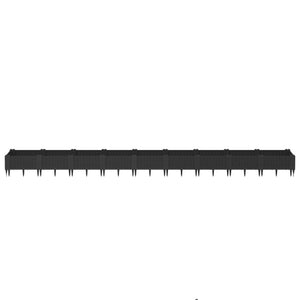 Fioriera da Giardino con Picchetti Nera 362,5x42,5x28,5 cm PP