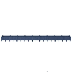 Fioriera Giardino Picchetti-Vaso da Esterno Fissabile-Contenitore per Piante Grigio Blu 362,5x42,5x28,5 cm PP