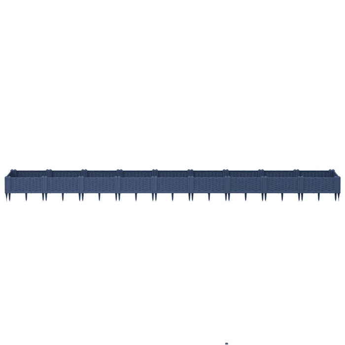 Fioriera Giardino Picchetti-Vaso da Esterno Fissabile-Contenitore per Piante Grigio Blu 362,5x42,5x28,5 cm PP