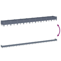 Vassoio per fioriera aiuola rialzata piante fiori terrazza giardino con paletti 362,5 x 42,5 x 28,5 cm PP grigio 02_0038190