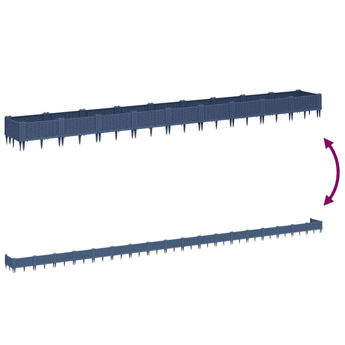 Fioriera Giardino Picchetti Grigio Blu 362,5x42,5x28,5 cm PP