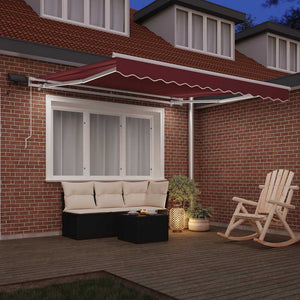 Tenda da Sole Retrattile Manuale con LED Bordò 300x250 cm 3214969