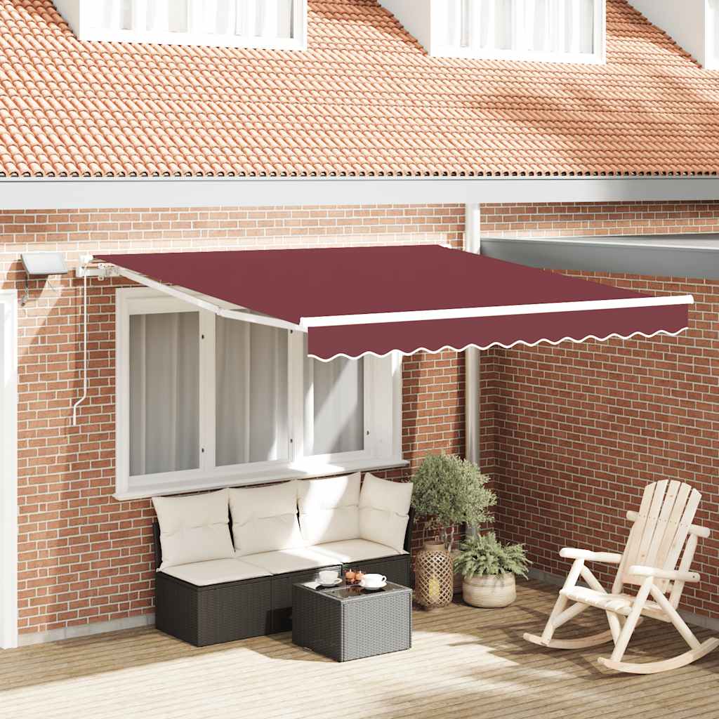 Tenda da Sole Retrattile Manuale con LED Bordò 300x250 cm 3214969