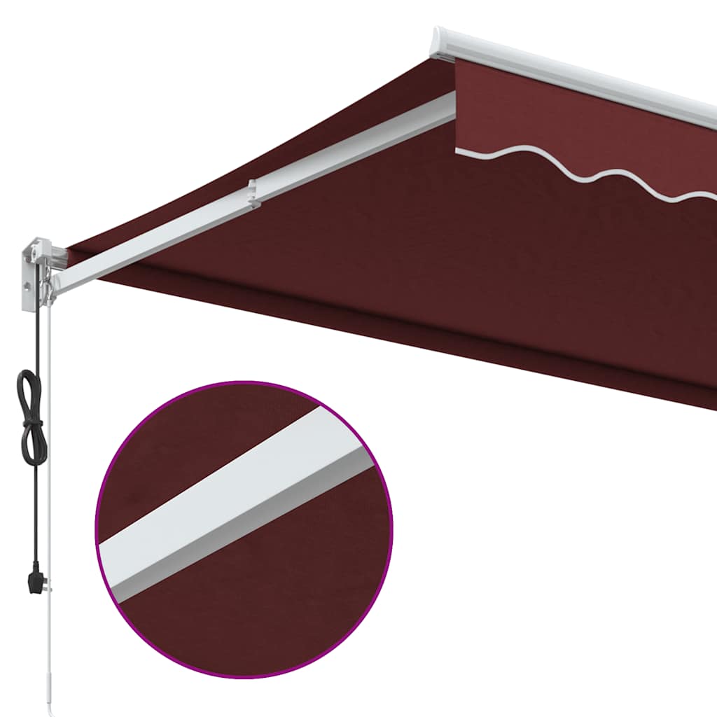 vidaXL Tenda da Sole Retrattile Automatica Bordò 350x250 cm