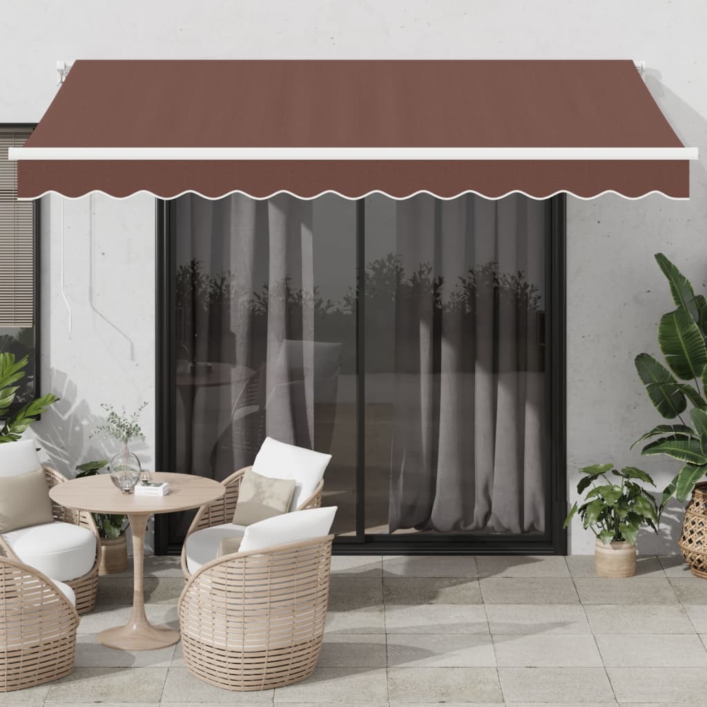Tenda da Sole Retrattile Automatica con LED Marrone 350x250 cm 3215378