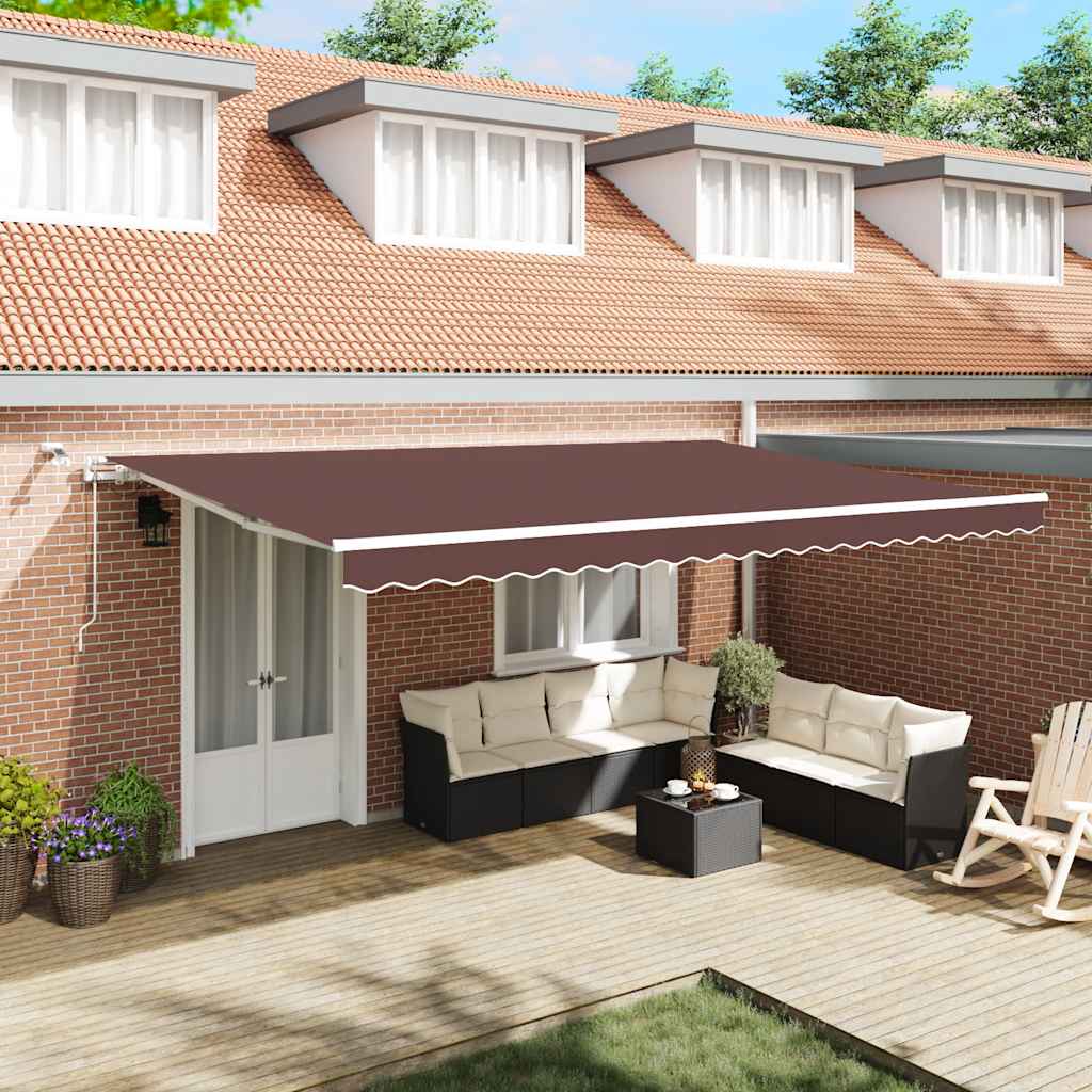 Tenda da Sole Retrattile Automatica con LED Marrone 500x300 cm 3215384