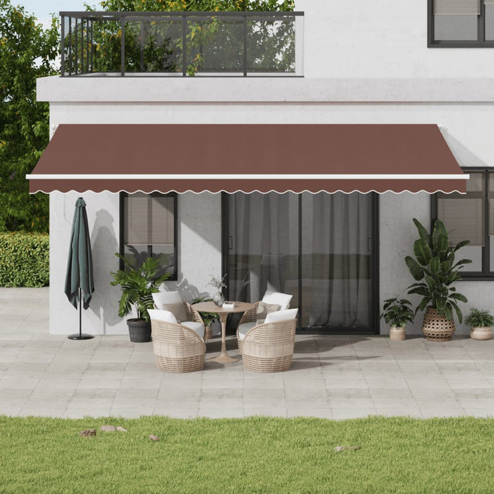 Tenda da Sole Retrattile Manuale con LED Marrone 600x350 cm 3215400