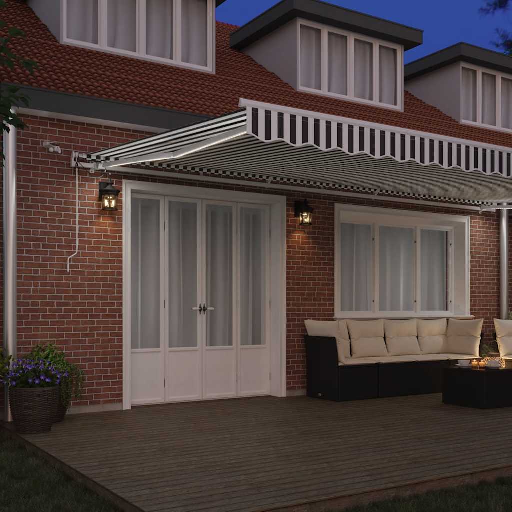 vidaXL Tenda Retrattile Automatica LED Antracite e Bianco 600x300 cm