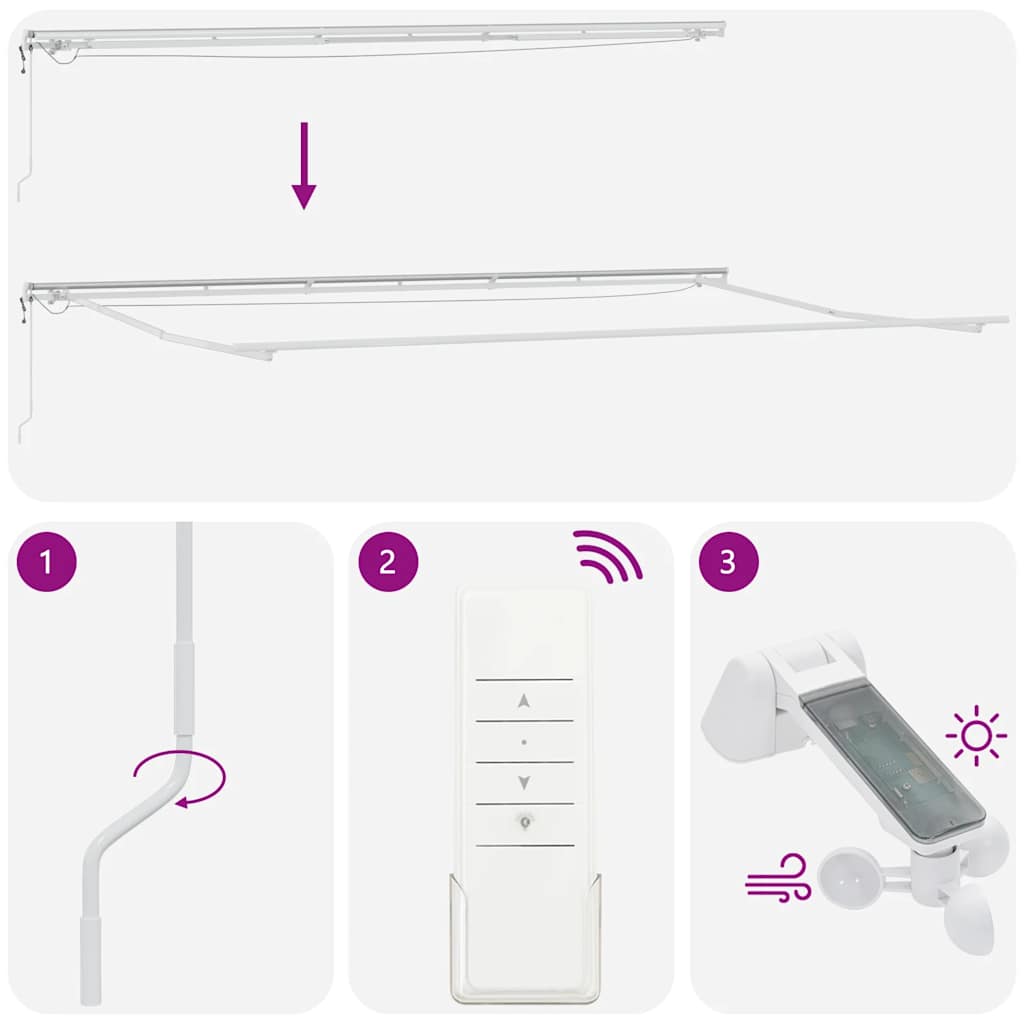 vidaXL Tenda Retrattile Automatica LED Antracite e Bianco 600x300 cm