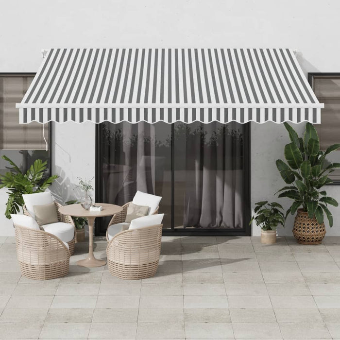 Tenda da Sole Retrattile Manuale Antracite e Bianco 400x350 cm 3215792
