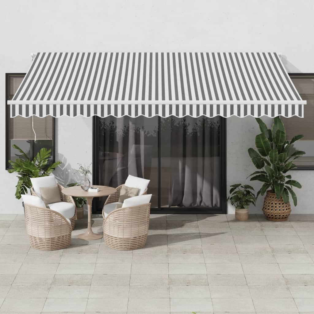 Tenda da Sole Retrattile Manuale Antracite e Bianco 450x350 cm 3215796