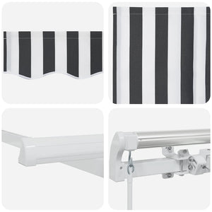 Tenda da Sole Retrattile Manuale Antracite e Bianco 400x300 cm 3216035