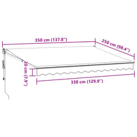 Tenda Retrattile Antracite e Bianca 3,5x2,5m Tessuto/Alluminio