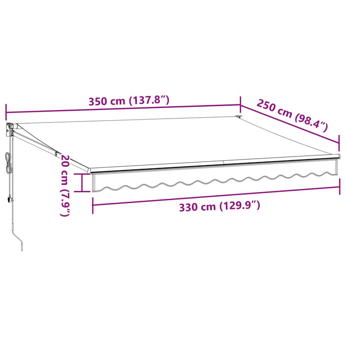 Tenda Retrattile Antracite e Bianca 3,5x2,5m Tessuto/Alluminio 3216119