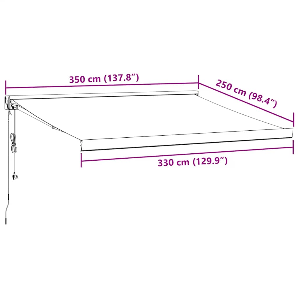 Tenda Retrattile Antracite e Bianca 3,5x2,5m Tessuto/Alluminio 3216134