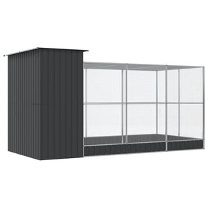 Gabbia per uccelli voliera con estensione argento 416 x 203 x 216 cm acciaio argento 02_0045653