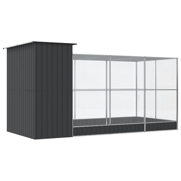 Gabbia per uccelli voliera con estensione argento 416 x 203 x 216 cm acciaio argento 02_0045653